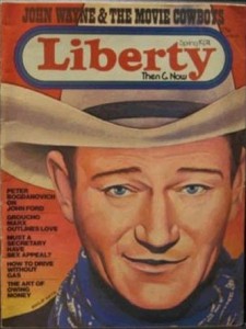 John Wayne Illustration art on cover of Liberty magazine
